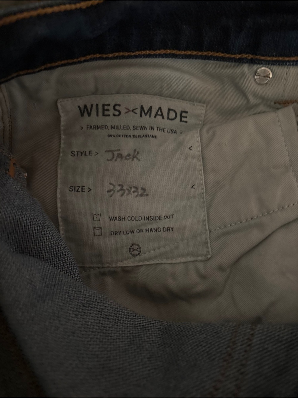 WIES MADE Jack Jeans Mens JACK Raw Selvedge Made in USA Button Fly 🌵 33x32 - Picture 11 of 11